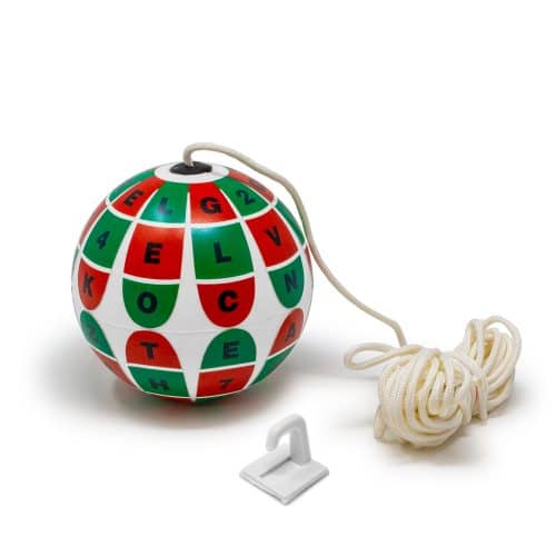 Blød hvid træningsbold med rød/grøn bogstaver og tal