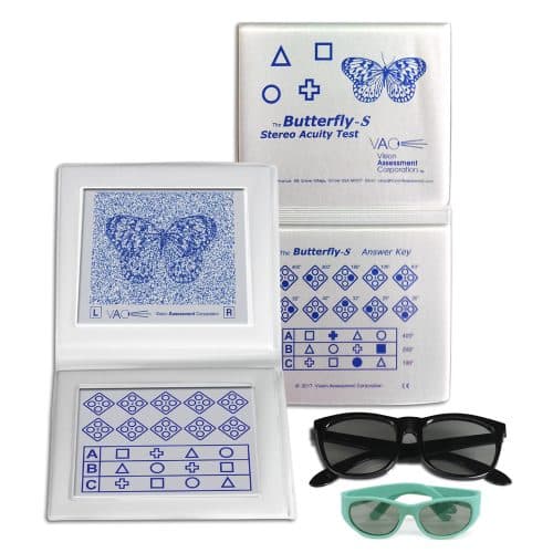 Butterfly-S stereopsis test med standard former